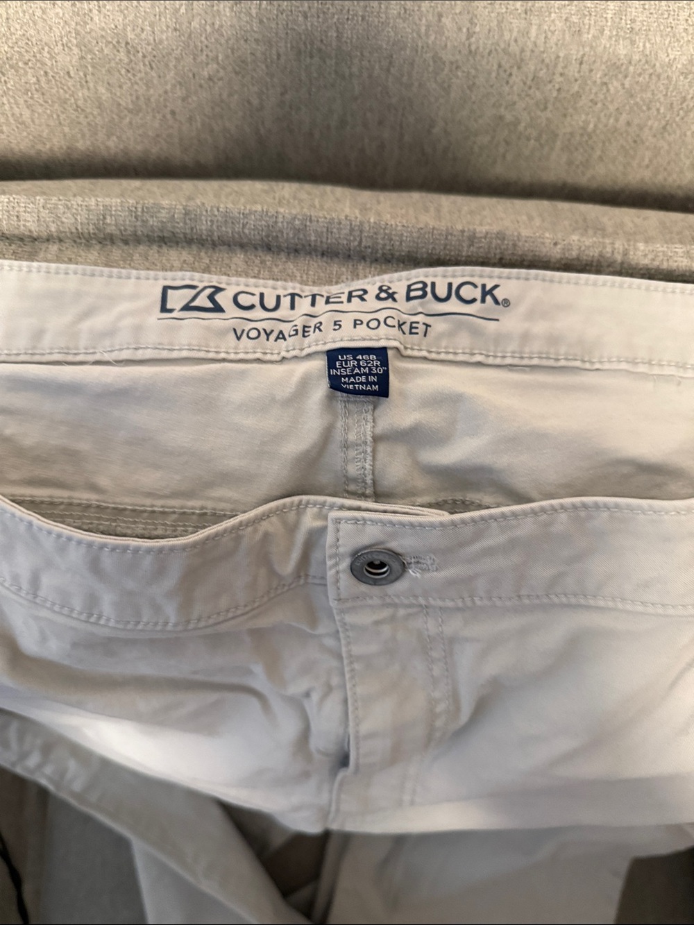 Cutter & Buck Light Gray Voyager 5-Pocket Men’s Chinos